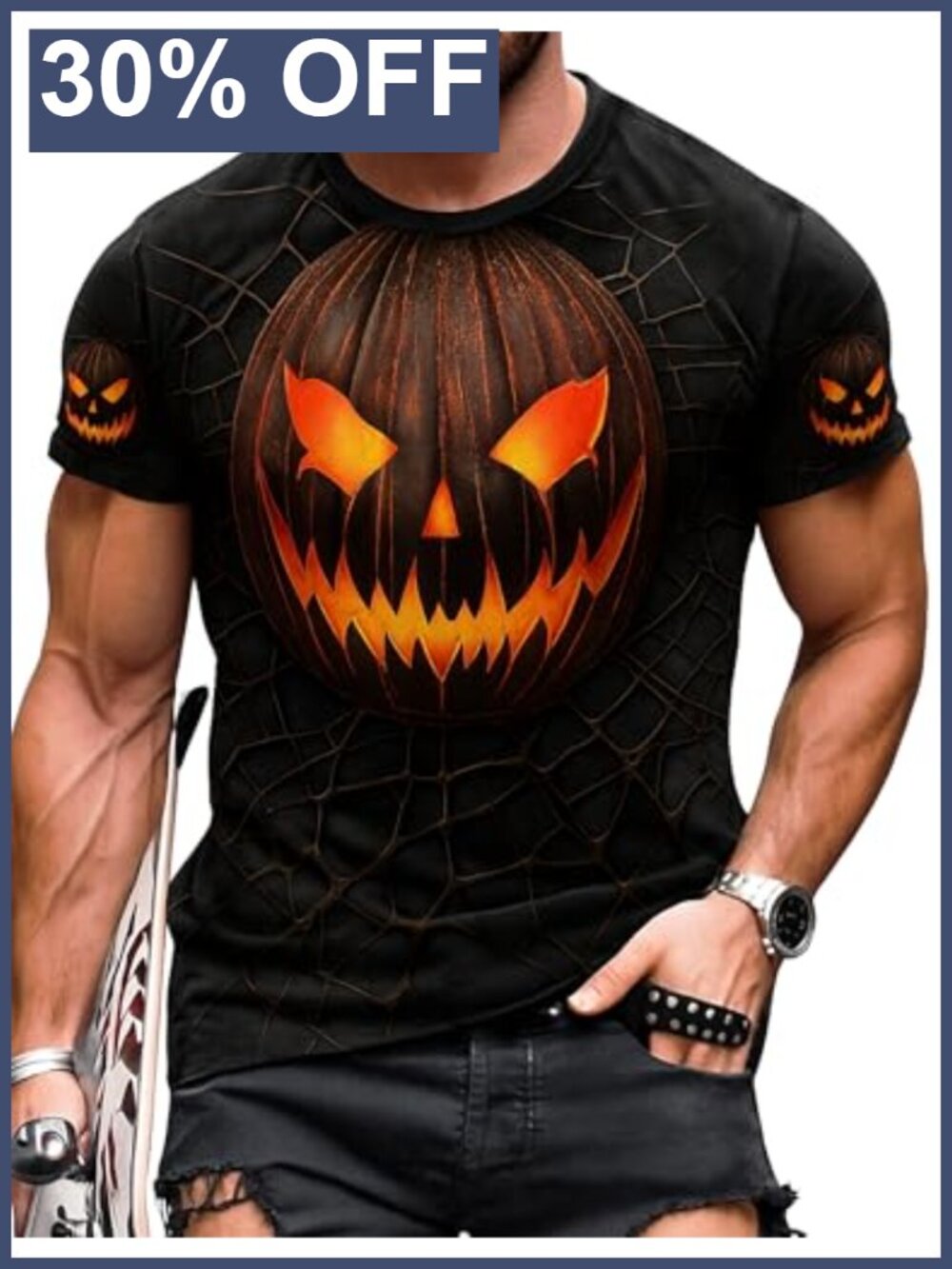 Halloween Spooky Graphic Short Sleeve Tee for Men